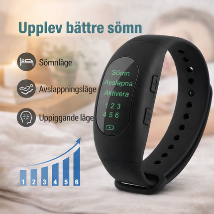 Intelligent sömnhjälpmedel – Snabb insomning, hypnos mot sömnlöshet, lindrar ångest, armbandsur för bättre sömn